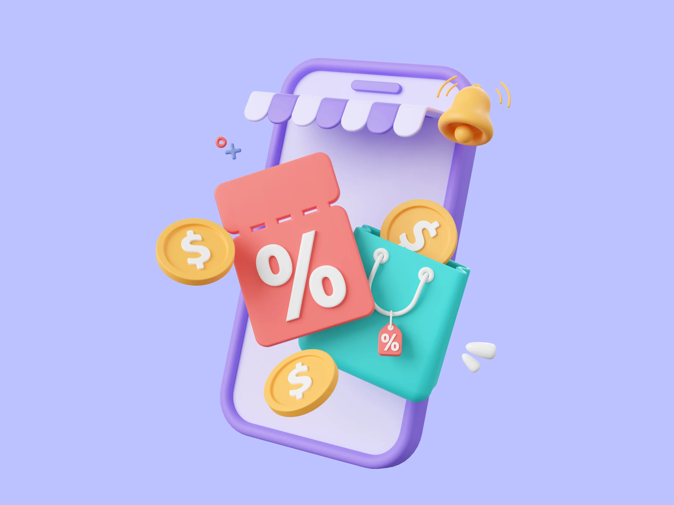 vector animation of a phone with shopping icons showing CRO in marketing